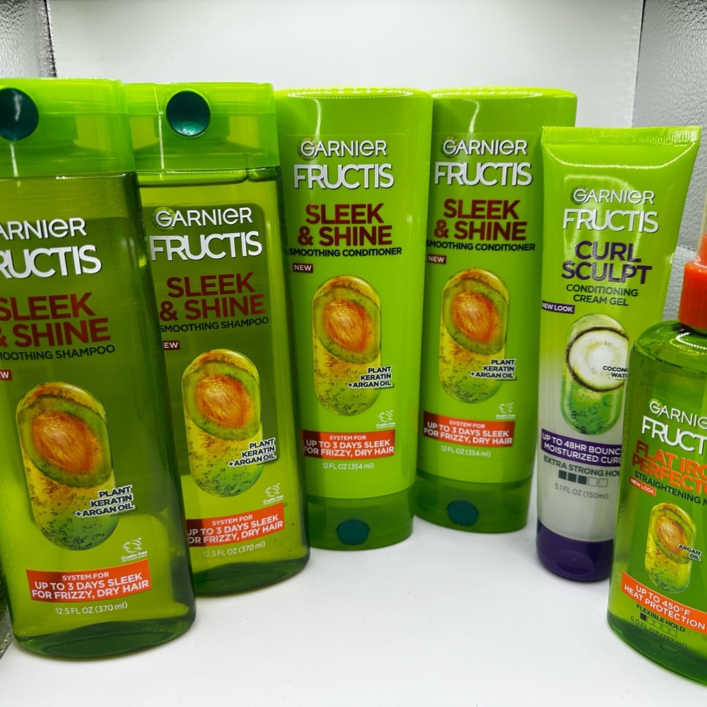 (Bundle) 6Garnier Fructis Sleek & Shine Kids Shampoo and Conditioner Set - Green